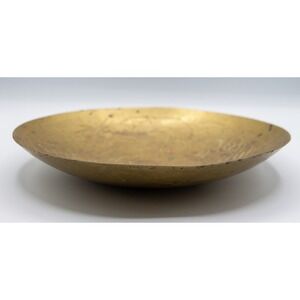 Vintage Hand Etched Brass Dragon Bowl Chinese Decorative Dish 9.5 Inch Patina